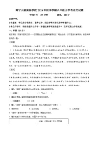 广西壮族自治区南宁市天桃实验学校2024-2025学年八年级上学期开学考试语文试题（解析版）