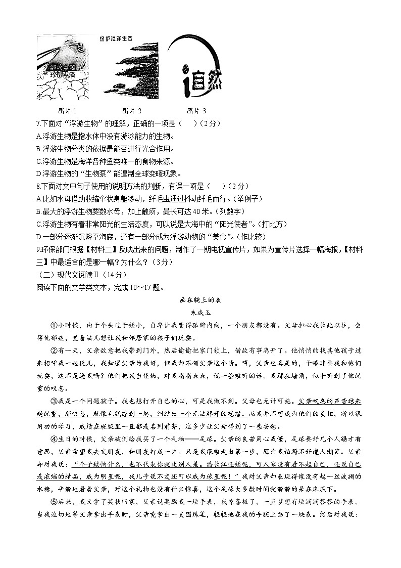 广西壮族自治区贺州市昭平县2023-2024学年九年级上学期期中语文试题第3页