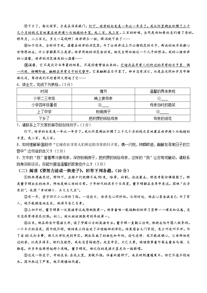 甘肃省定西市2023-2024学年八年级上学期期中语文试题03