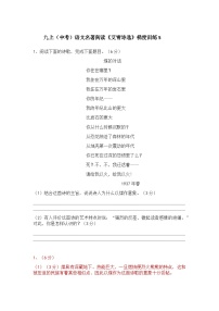 初中语文人教部编版（2024）九年级上册名著导读（一）《艾青诗选》：如何读诗同步训练题