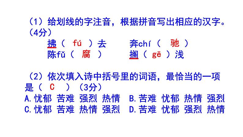 人教部编版九上（中考）语文名著阅读《艾青诗选》梯度训练2 PPT版第4页