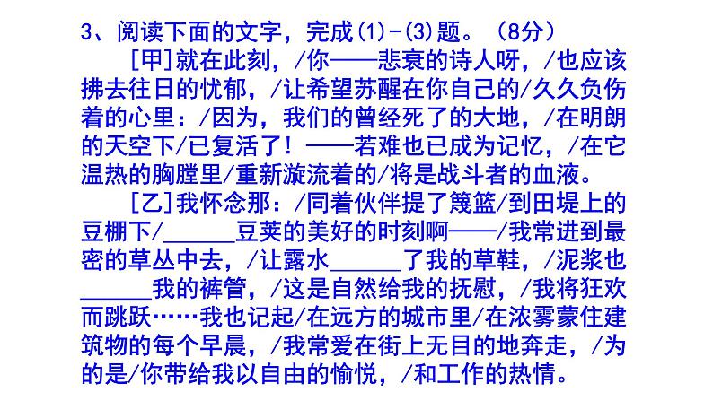 人教部编版九上（中考）语文名著阅读《艾青诗选》梯度训练4 PPT版第6页