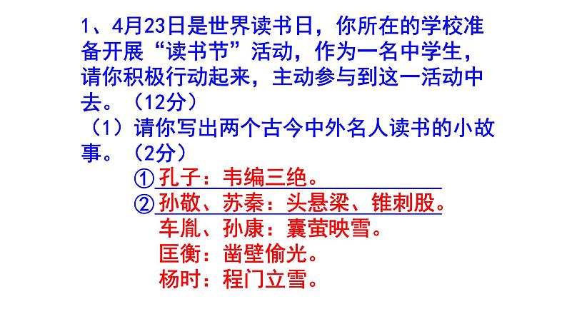人教部编版七上语文综合性学习《少年正是读书时》梯度训练2 PPT版第2页