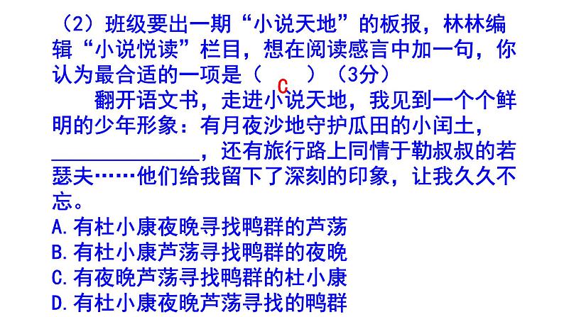 人教部编版九上语文综合性学习《走进小说天地》梯度训练1 PPT版第3页