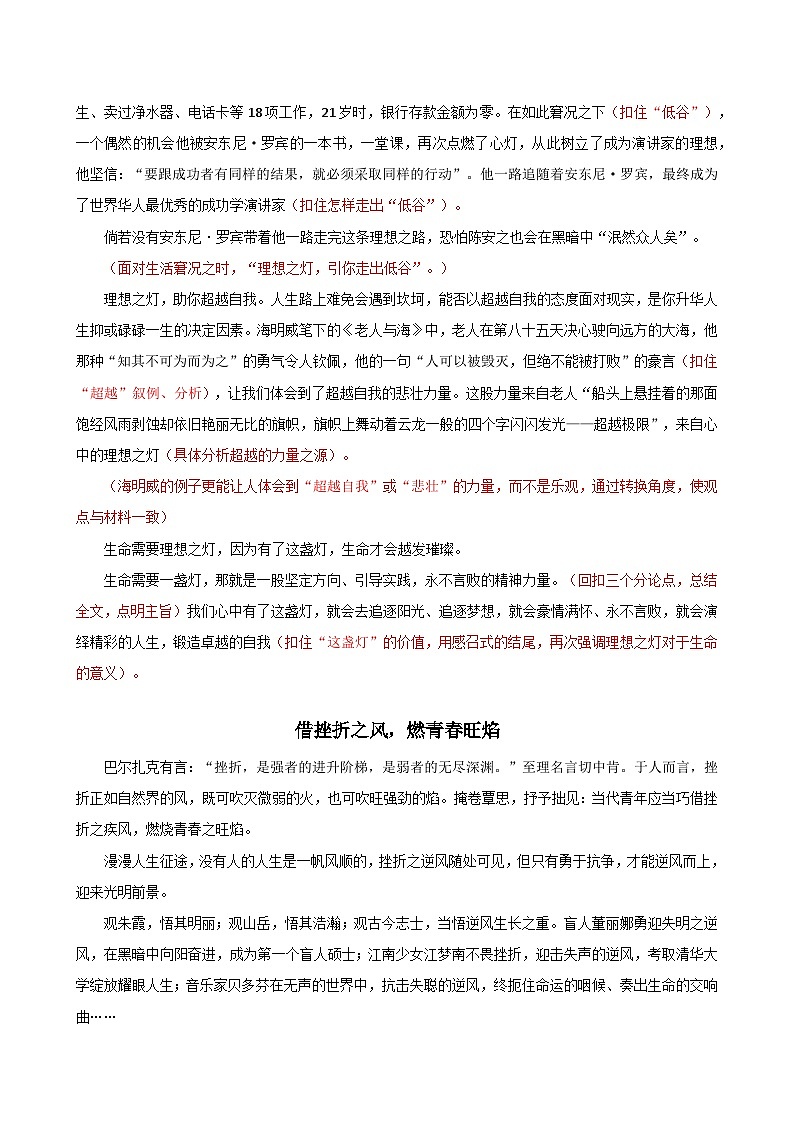 专题10：中考议论文写作高分模板与段落分解写作指导-初中语文作文模板与技巧点拨（原卷版）学案第3页