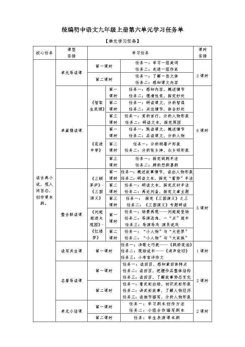 第六单元学习任务单-【大单元教学】统编版语文九年级上册名师备课系列第1页