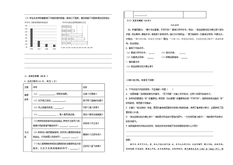 人教版重庆市巴蜀中学2023年七年级下册月考试卷语文02