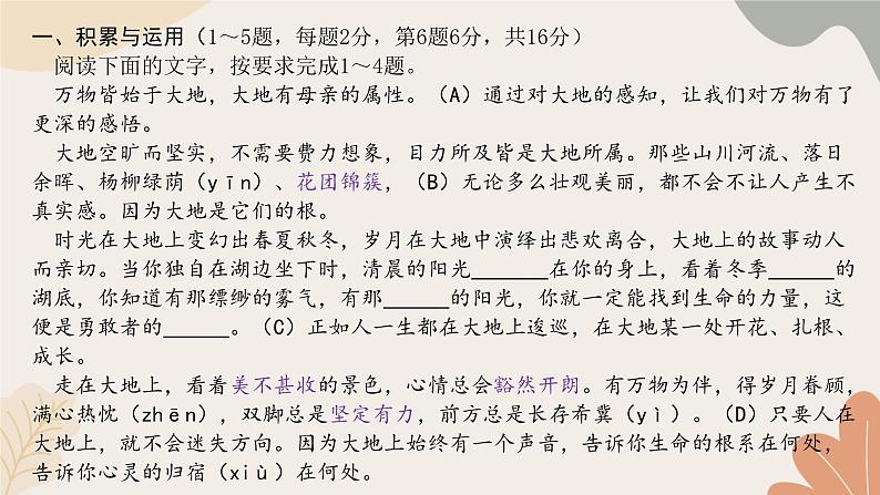 统编版（2024）七年级语文上册 期末检测卷（二）课件02