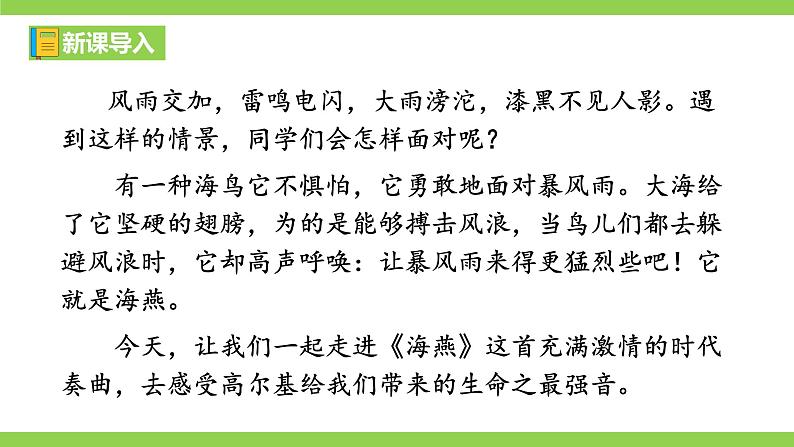 【任务型教学】2025部编初中语文九下4《海燕》 课件+教案+导学案（师生版）+同步测试（含答案）01