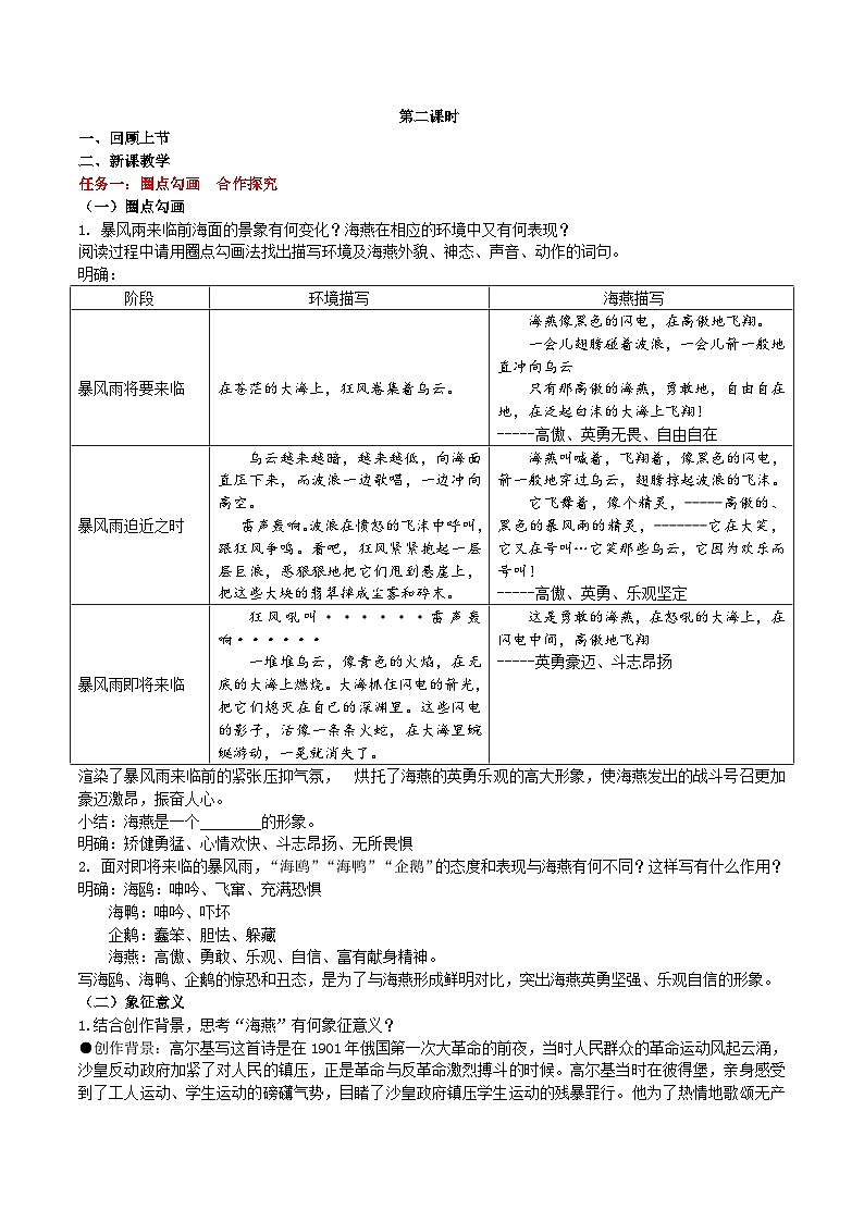 【任务型教学】2025部编初中语文九下4《海燕》 课件+教案+导学案（师生版）+同步测试（含答案）03