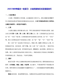 2025年中考语文一轮复习：小说阅读知识点及答题技巧
