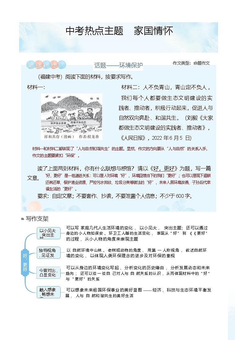 中考作文命题热点：《家国情怀话题材料作文》讲义第1页