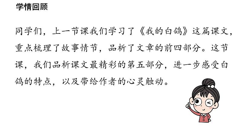 初中语文新人教部编版七年级上册第5单元 18《我的白鸽》课时2教学课件（2024秋）第3页