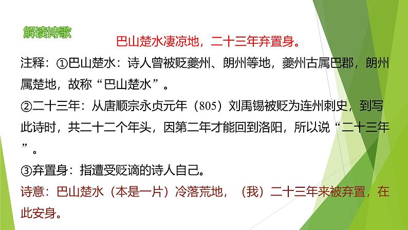 课件：部编版语文九年级上册第14课 诗词三首——《酬乐天扬州初逢席上见赠》第7页