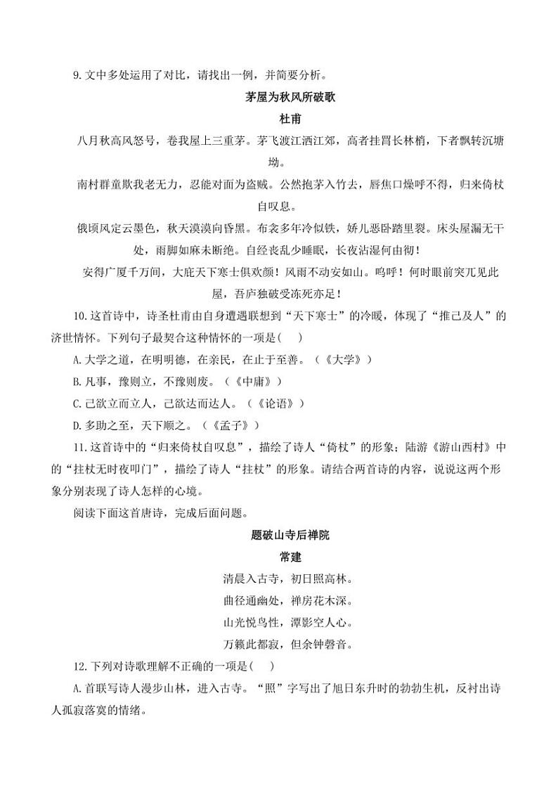 （2）古诗词阅读专项训练 2025年中考语文二轮复习（含解析）第3页