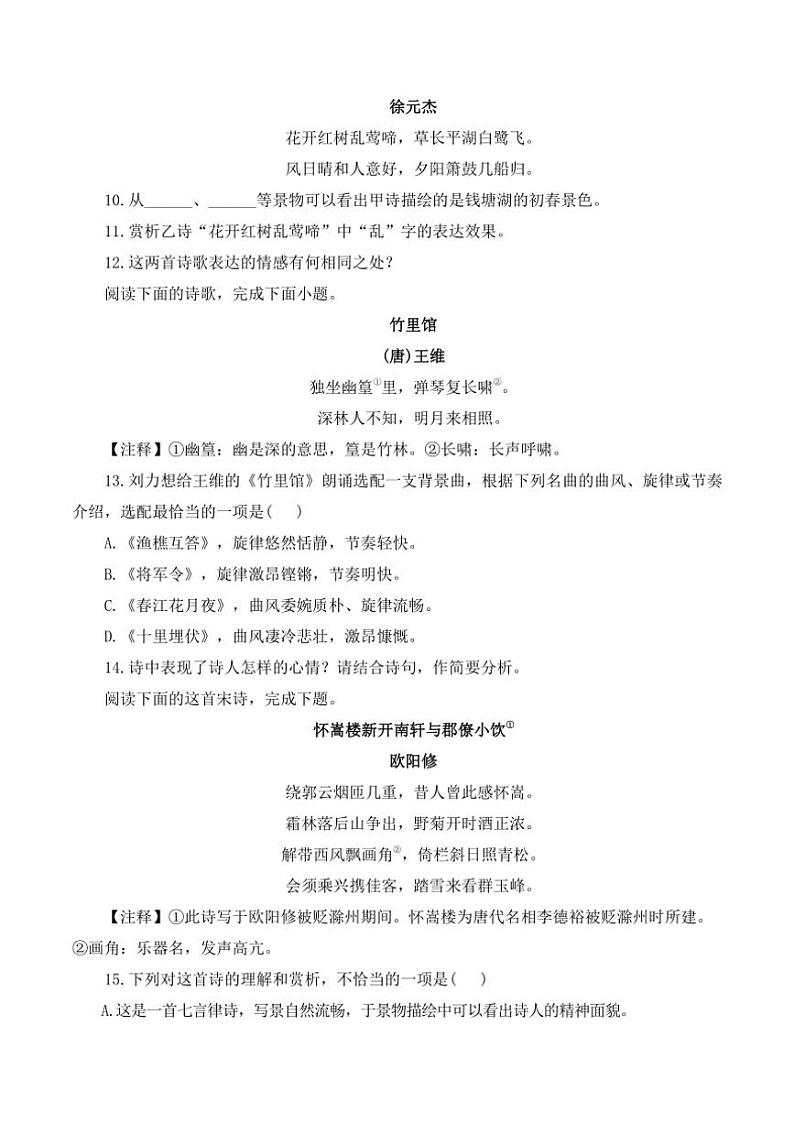 （5）古诗词阅读专项训练 2025年中考语文二轮复习（含解析）第3页