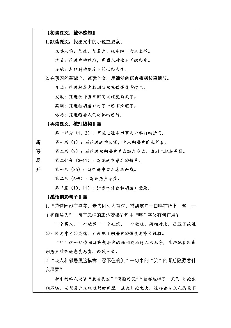 初中人教版九年级语文全册教案22 范进中举03