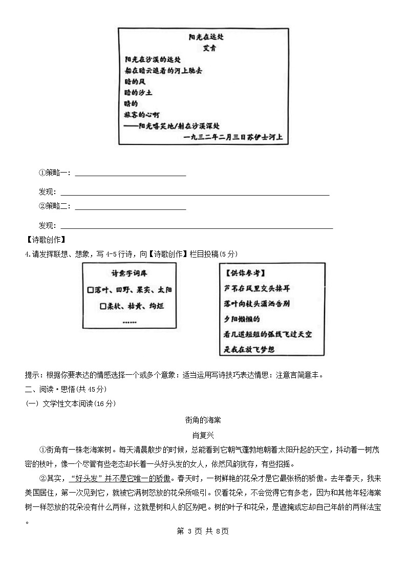 河南省郑州经济技术开发区外国语学校2024-2025学年九年级上学期第一次月考语文试题03