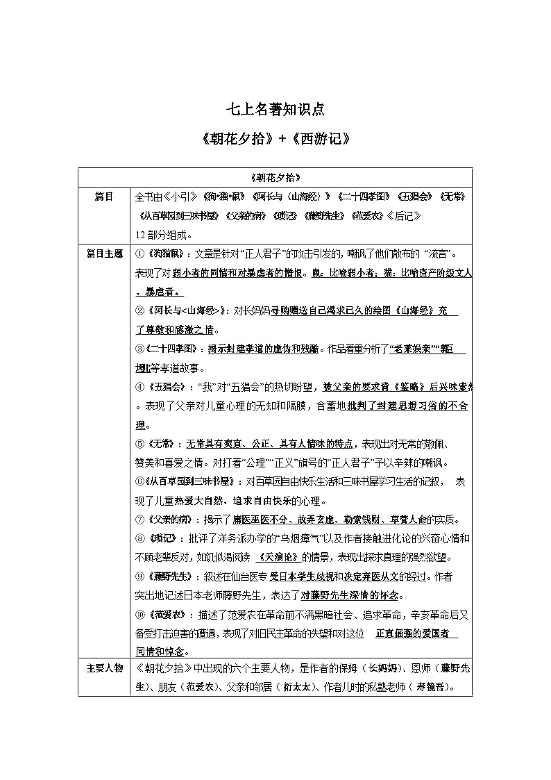 七年级语文上册名著知识点第1页