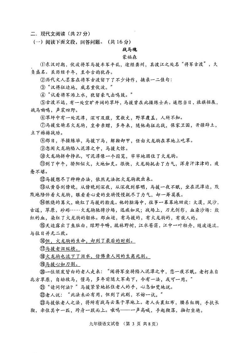 河南省南阳市镇平县2024-2025学年九年级上学期10月月考语文试题03