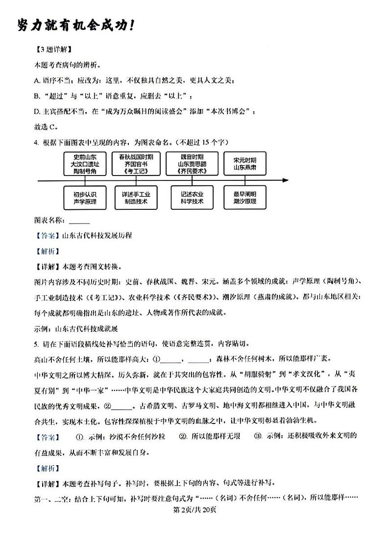 2024-2025年济南市槐荫区兴济中学九年级上学期语文月考答案第2页
