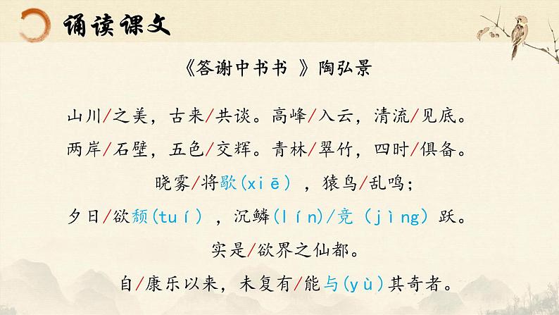 统编版语文八年级上册第11课《答谢中书书》课件第7页