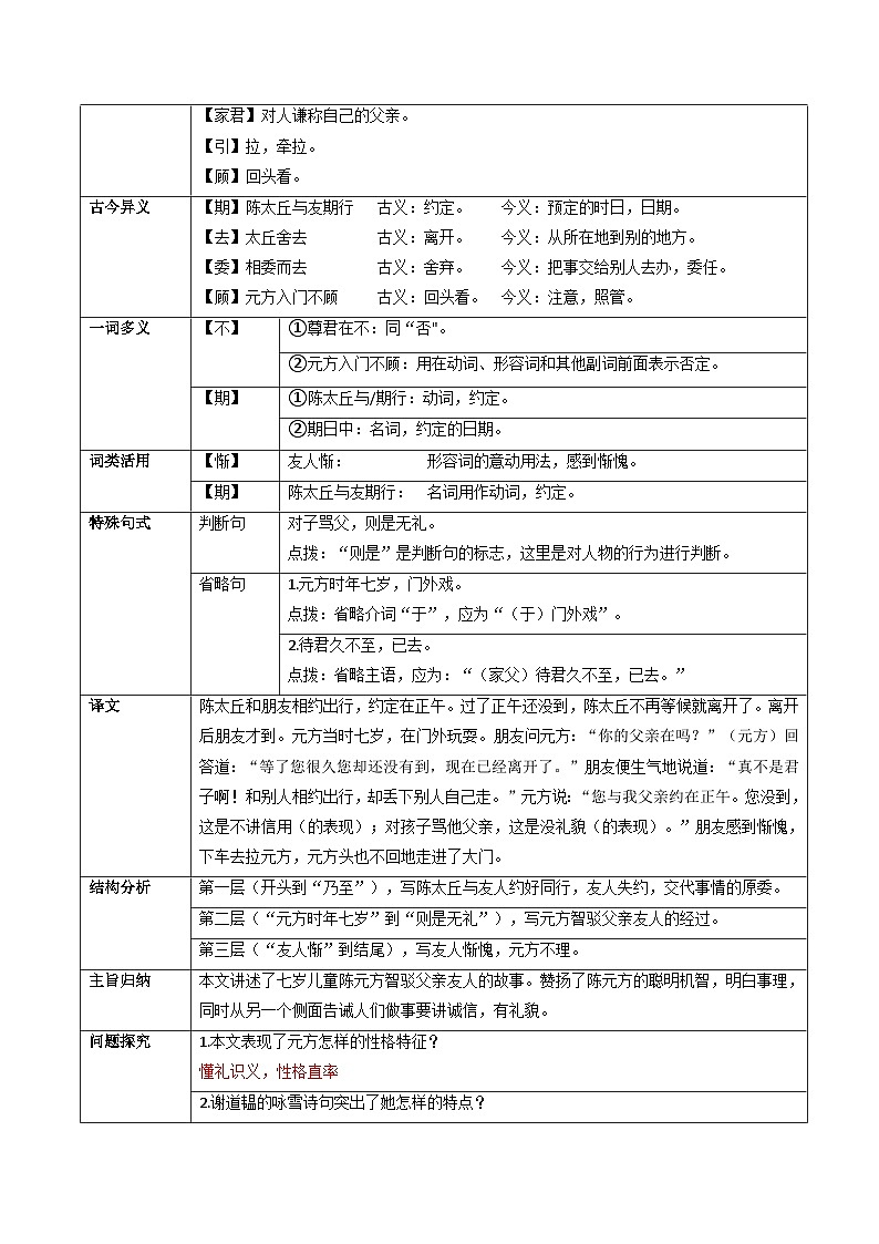 专题02 《陈太丘与友期行》（知识梳理）-备战2025年中考语文·课内39篇文言文阅读第2页