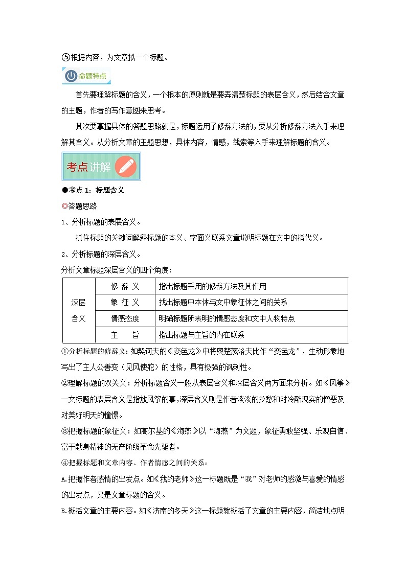 标题的含义及作用（专项训练）（解析版）第2页