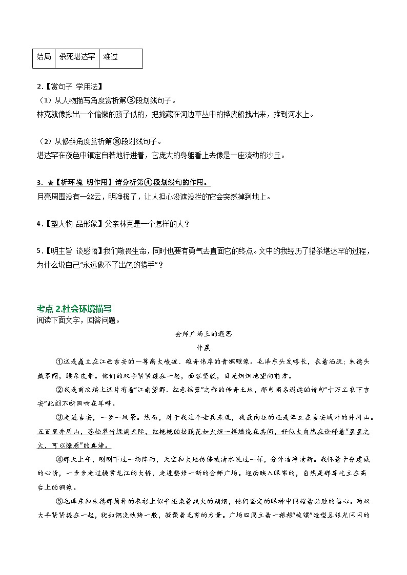 第1部分 专题05：记叙文阅读之环境描写（练习）-2025年中考语文复习 现代文阅读（全国通用）（学生版）第3页