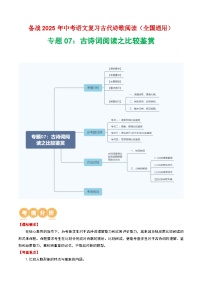 专题07：古诗词阅读之比较鉴赏精练-2025年中考语文复习 古代诗歌阅读（全国通用）