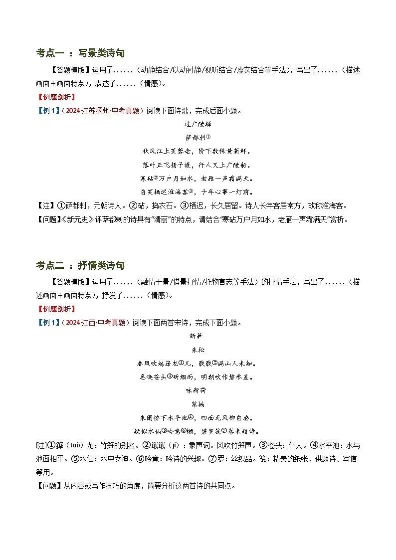 专题09：古诗词鉴赏之诗句赏析-2025年中考语文复习 古代诗歌阅读（全国通用）（学生版）第3页