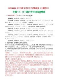 专题13：七下课内古诗词阅读精练-2025年中考语文复习 古代诗歌阅读（全国通用）
