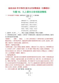 专题16：九上课内古诗词阅读精练-2025年中考语文复习 古代诗歌阅读（全国通用）