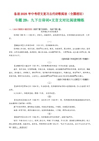 专题29：九下古诗词+文言文对比阅读精练-2025年中考语文复习 古代诗歌阅读（全国通用）