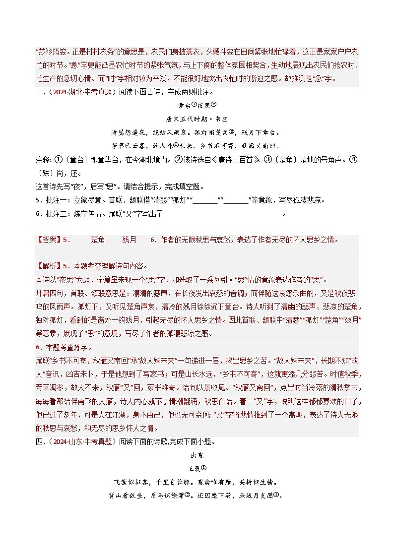 专题30：课外古诗词阅读精练-2025年中考语文复习 古代诗歌阅读（全国通用）（教师版）第3页