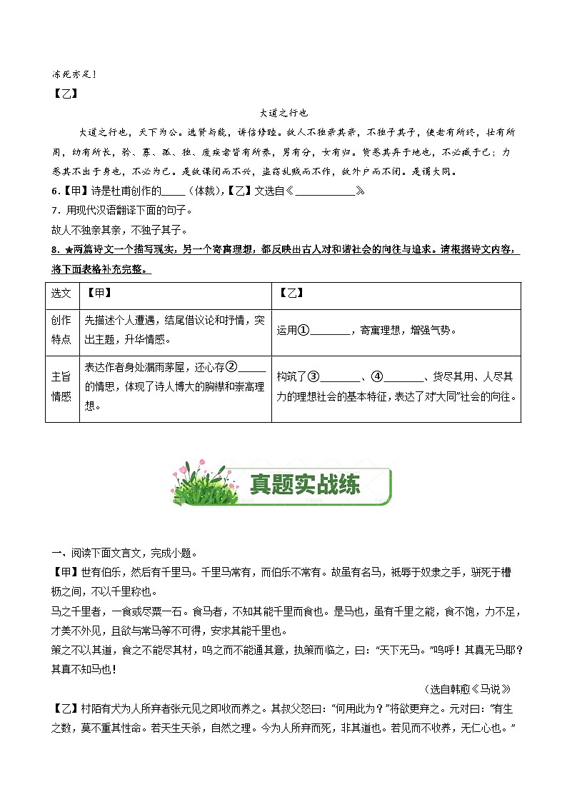 专题09：文言文阅读之把握主旨情感（练习）-2025年中考语文复习 文言文阅读（全国通用）（学生版）第3页