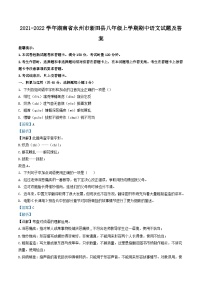2021-2022学年湖南省永州市新田县八年级上学期期中语文试题及答案