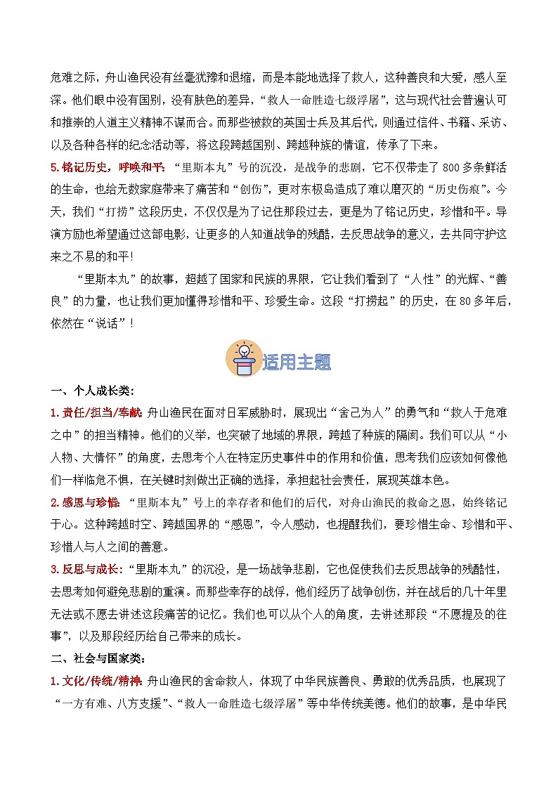 13.纪录电影《里斯本丸沉没》（中考真题实战 适用主题 写作素材）-2025年中考语文热点新闻写作素材积累与真题训练（全国通用）第2页