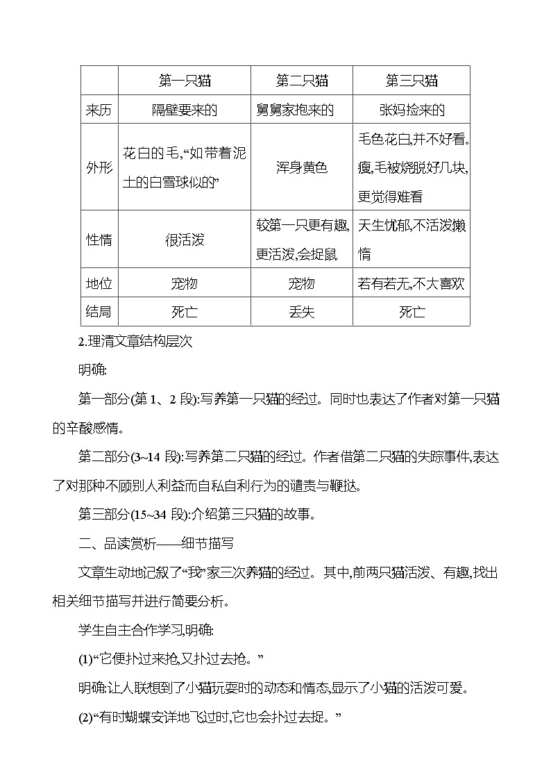 部编版语文七年级上册 17 猫 教案02