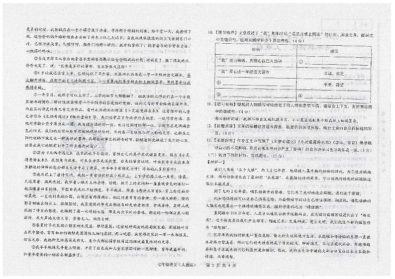 甘肃省陇南市康县2024-2025学年七年级上学期10月期中语文试题02