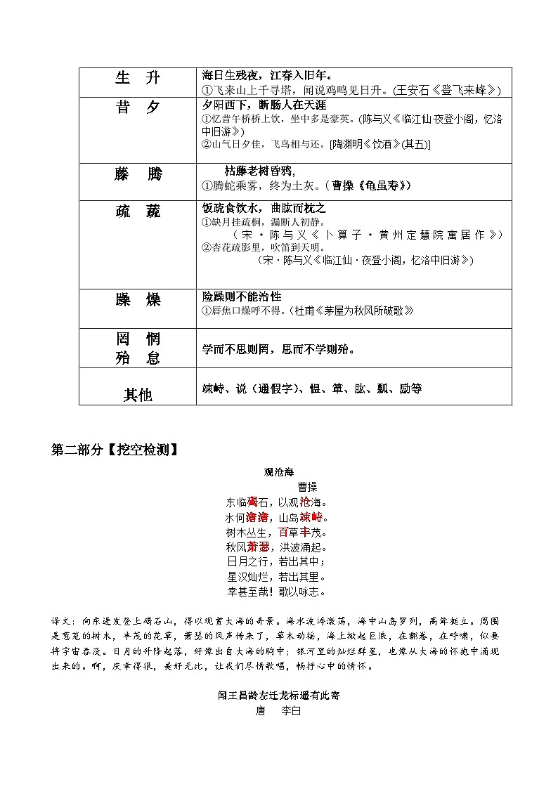 七年级上册古诗文默写易错字突破（配套练习）（教师版）第2页