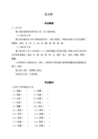 3.反义词-初中语文中考语法知识之词义、语境与词语的感情色彩考点精讲集训  学案