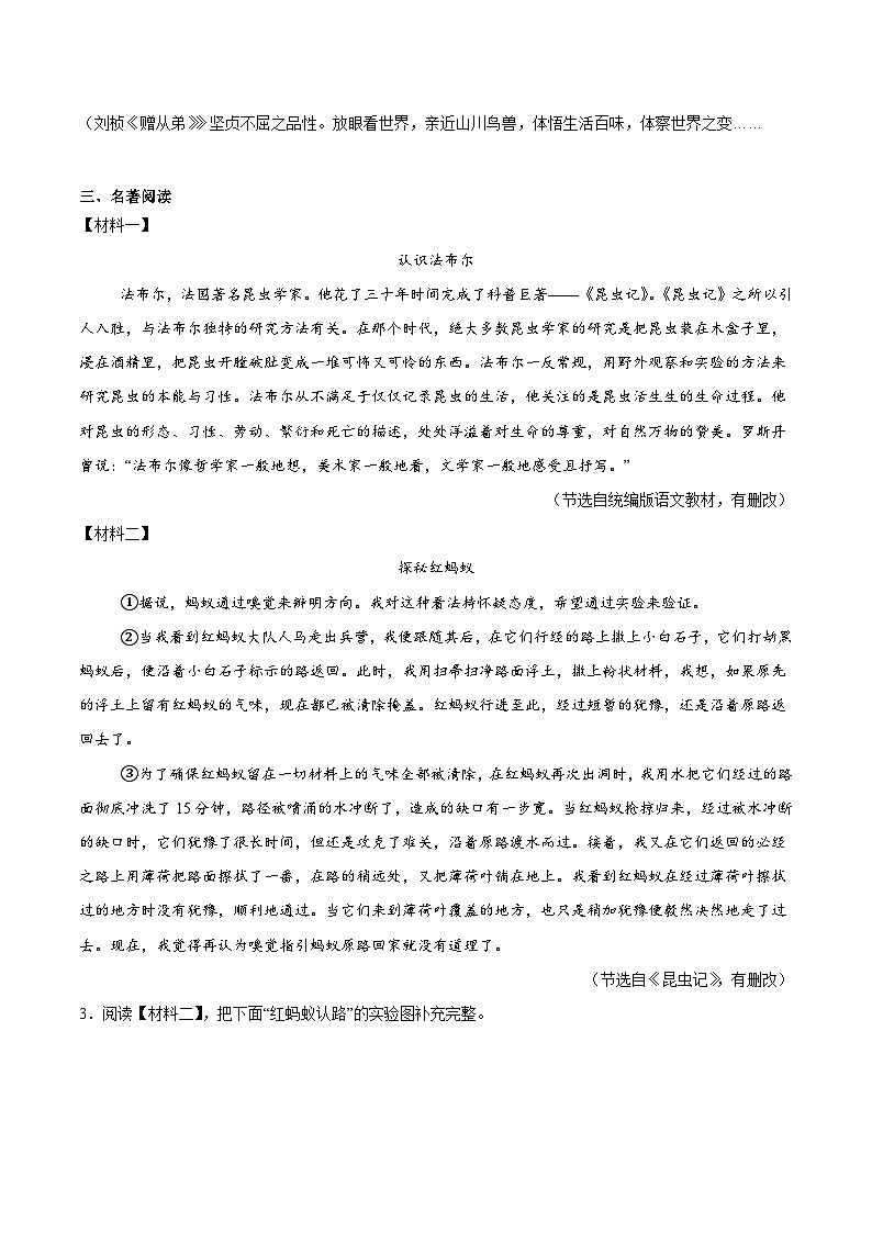 考前检测小卷（三）（附答案） 2024—2025学年八年级语文上册期中测试小卷（浙江版）第2页