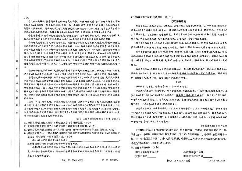 甘肃省定西市临洮县2024-2025学年九年级上学期10月期中语文试题03