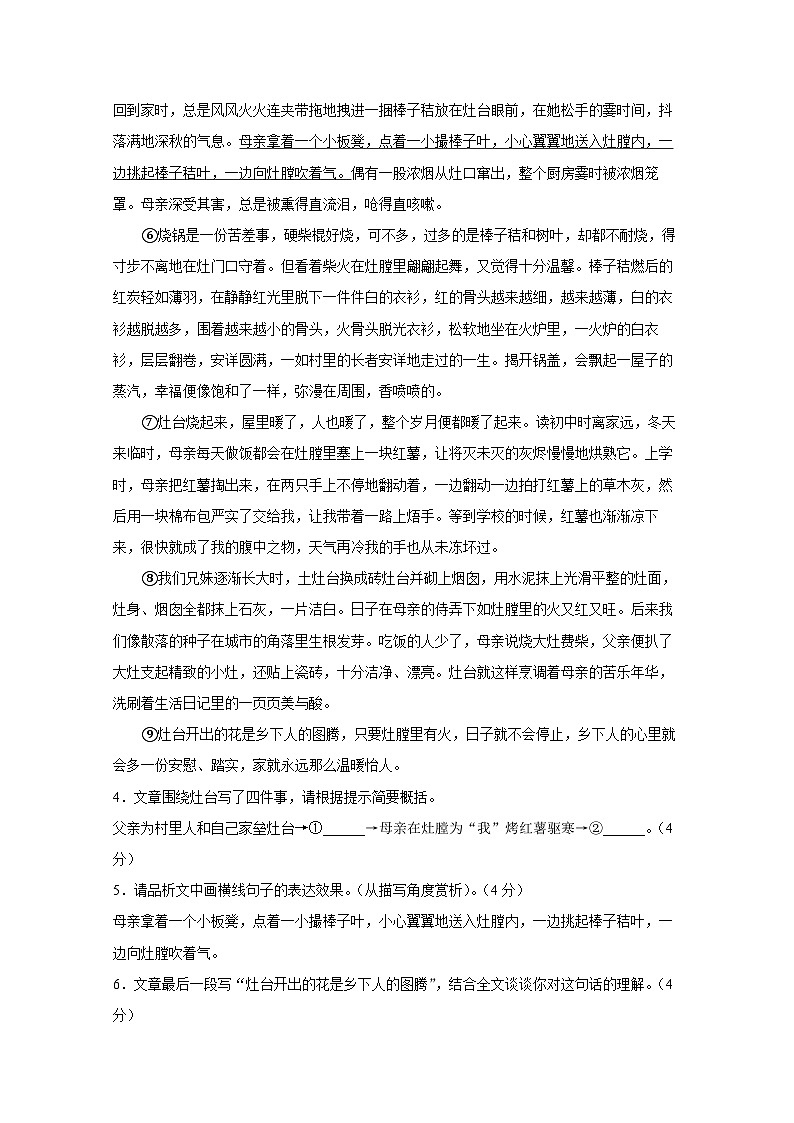 安徽省淮南市2023-2024学年八年级上学期期末语文试题（附答案）第3页