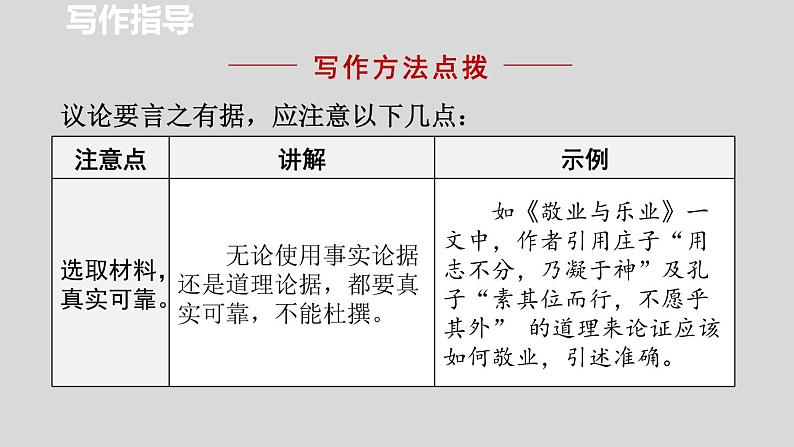 统编版（2024）九年级语文上册第三单元写作 议论要言之有据课件04