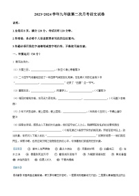 精品解析：广东省惠州市第三中学2023-2024学年九年级上学期第二次月考语文试题（解析版）