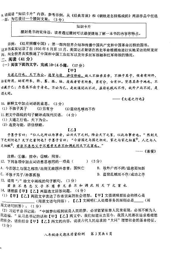 广东省汕头市潮阳区龙港初级中学2023-2024学年八年级下学期期末考试语文试题03