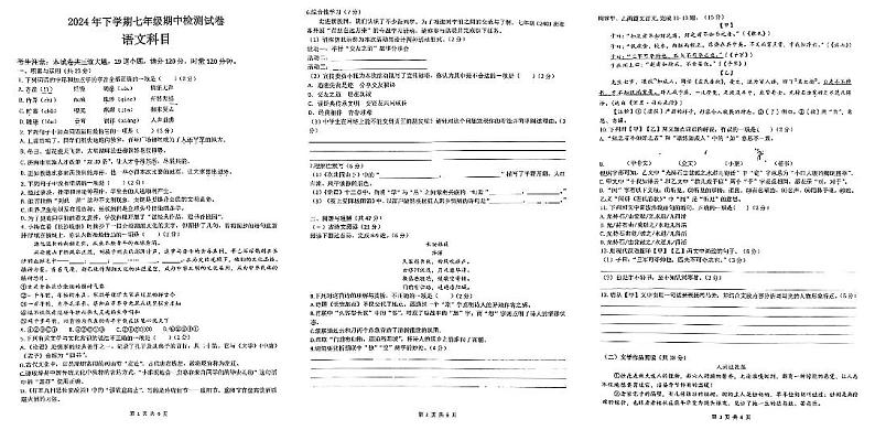 湖南省长沙市雅礼教育集团2024-2025学年七年级上学期11月期中联考语文试题01