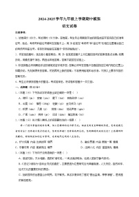 2024-2025学年九年级上学期语文期中模拟试卷（统编版+含答案解析）